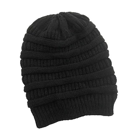 Stickad mössa Bomull Baggy - Svart