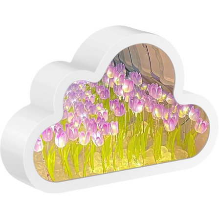 Skyer Tulipaner Lampe Skyer Tulipaner Speil Blomster Hav Nattlys 2 I 1 Skyer Speil Med Tulipaner Lys Og 20 Tulipaner For Hjemmedekor, Bursdagsgaver