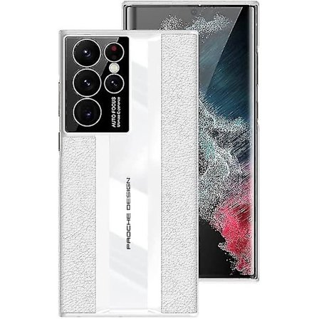 Ekte skinnveske kompatibel med Samsung Galaxy S23 Ultra Ekte skinnbakdeksel Ultra-tynt hardt støtfanger