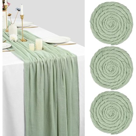 3-pack Salviagrön gasväv bordslöpare 3 meter ostduk gasväv T
