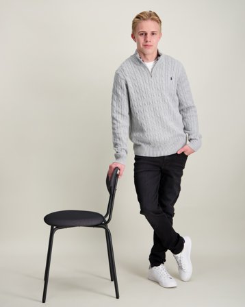 Polo Ralph Lauren Cable-Knit Cotton Quarter-Zip Sweater Grå Genser Gutt - Kids Brand Store