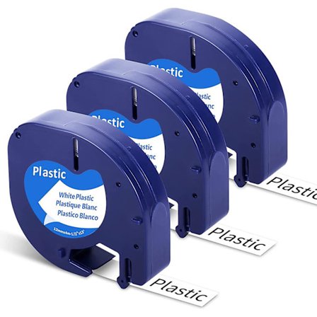 Fimax etikettband kompatibel Letratag plastband 12 mm x 4 m svart på vitt för Letratag Xr Lt-100h Lt-100t Lt-110t etikettskrivare (Letratag plast vit