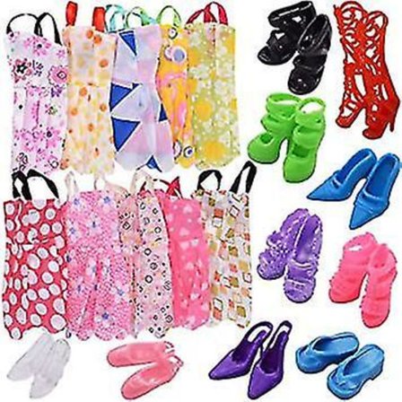 Dukkekjole Tilbehør Babydukker Kjoler Sko 10-pakningssett