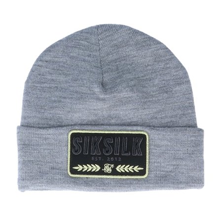 SikSilk - Šedá cuff Beanie - Patch Beanie Grey Marl Cuff @ Hatstore