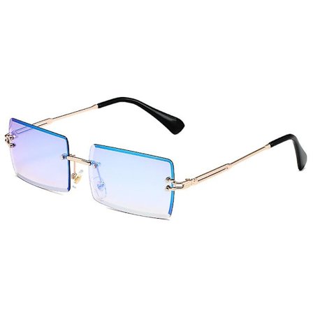 Rammeløse rektangulære solbriller til kvinder/mænd ultralet metalstel