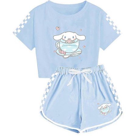 Barn Flickor Pojkar Cinnamoroll Tryckt Kortärmad T-shirt+shorts Sport Outfit Set