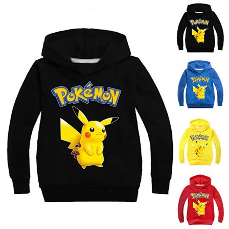 Tegneserie Pikachu langærmet hættetrøje til børn Pullover Jumper Toppe