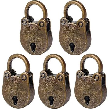 Antik Hængelås 5 stk Små Hængelåse Mini Lille Vintage Lås Med Nøgle
