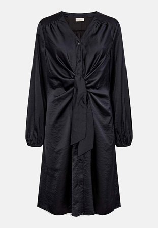 Freequent - Satinkjole med knudedetalje i sort til damer i størrelse M (40) - Cellbes