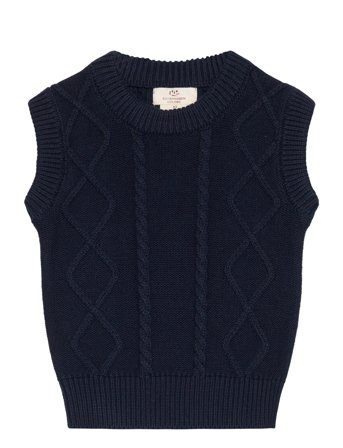 Copenhagen Colors Knitted Cable Vest - Navy - 56