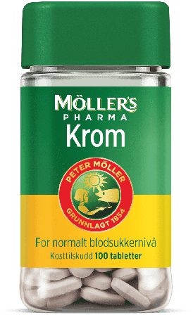 Møllers krom tab, boks av plast, 100 stk