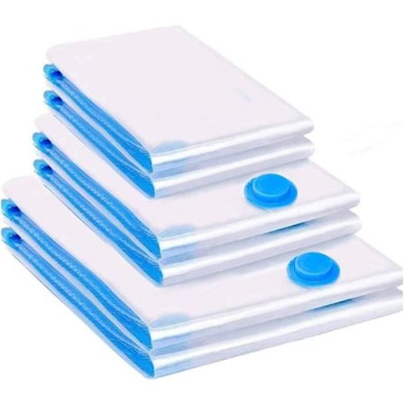 Sett med 6 vakuumposer for dyner, sengetøy, puter