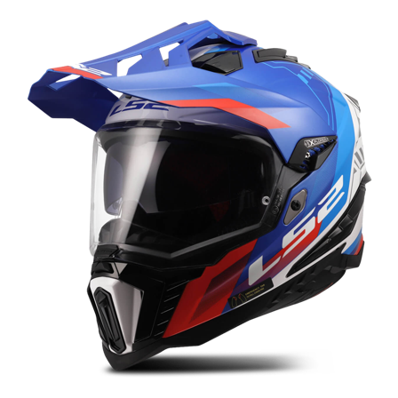 Casco Adventure LS2 MX701 Explorer Hexa Blanco/Azul/Rojo M