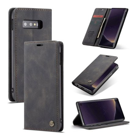CASEME Samsung Galaxy S10e auto-absorberet læder flip etui - Sort