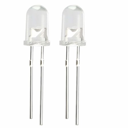 200 stk 5mm hvite LED-dioder lys klare runde gjennomsiktige 3-3,4V 20mA superlyse lyspærer lamper elektroniske komponenter lysdioder
