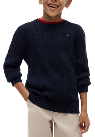 Tommy Hilfiger Kabelstickad pullover Hoodies & sweatshirts Herr Blå 128