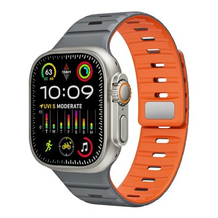Magnetiskt silikonarmband för Apple Watch - Svart/Orange