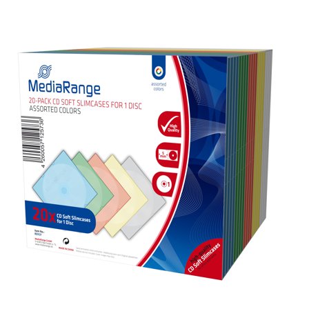 MediaRange Retail-Pack CD-Soft-Slimcase Color (5x4) - tynn CD-oppbevaringseske