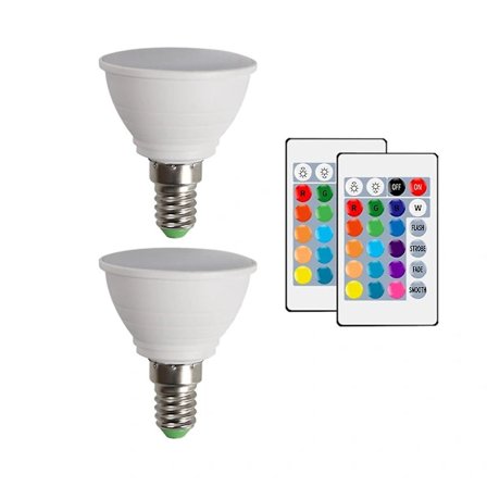 E14 LED-pære Smart Lyskilde Farvespot Neonlys RGB med Kontrolenhed Lys Belysning Dæmpbar som vist