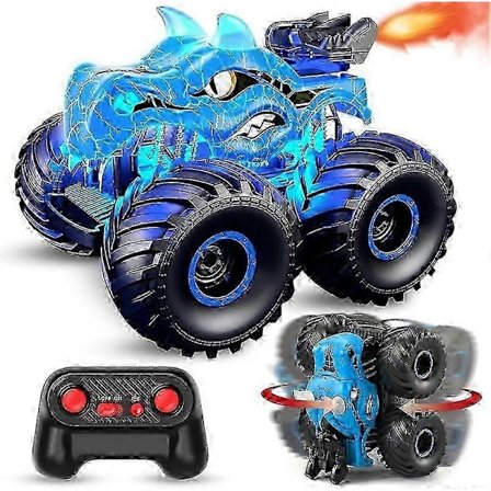Dinosaurie Fjärrkontroll Bil Leksak, 2.4 GHz Monstertruck med Ljus, Ljud & Spray