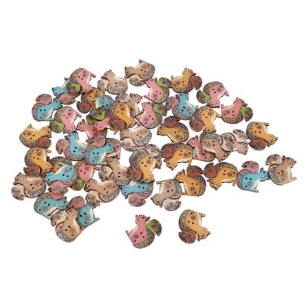 Askartelunapit 3 cm pitkät Tukevaa puuta Retro Eläintyyli Lajitelma Värejä Kevyet puiset napit ompeluun DIY-koristeluun Oravatyyli 50 kpl