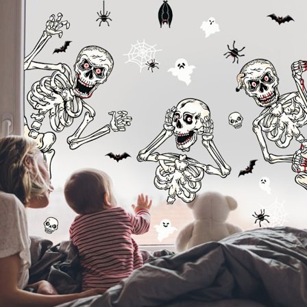 Store Halloween-klistremerker til vinduer, Halloween-vindu