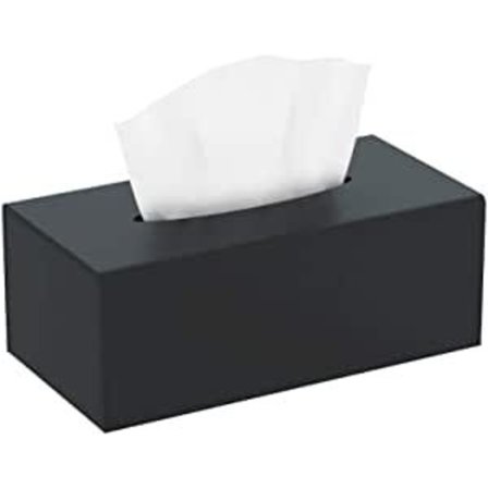 En svart kosmetisk boks, 26 cm × 14 cm × 10,5 cm, vevboks med magnetisk lokk, egnet for spisestue, bad, soverom, bil, kontor