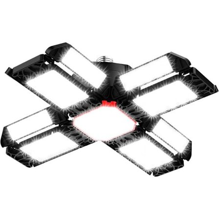 200 W LED-työvalaisin 12 säädettävällä paneelilla, 6500 K muunneltava kattovalaisin, 1 kpl E26 E27 -yhteensopiva kellariin, verstaille, varastoon, 