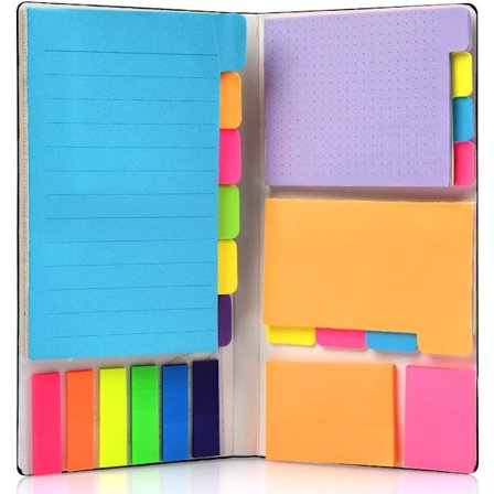 Post-it-lapper i 6 størrelser og 7 farger, selvklebende markører for kontoret