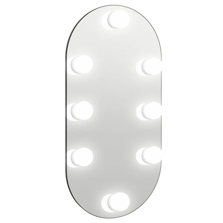 vidaXL Spegel med LED-lampor 40x20 cm glas oval