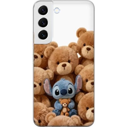 Kompatibel Mobilcover til Samsung Samsung Galaxy S22 5G Sød og sikker illustration med Stitch omgivet af bamser, der skaber en varm og legende følel