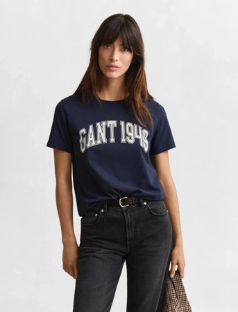 GANT Graphic Ss T-Shirt - Navy - M