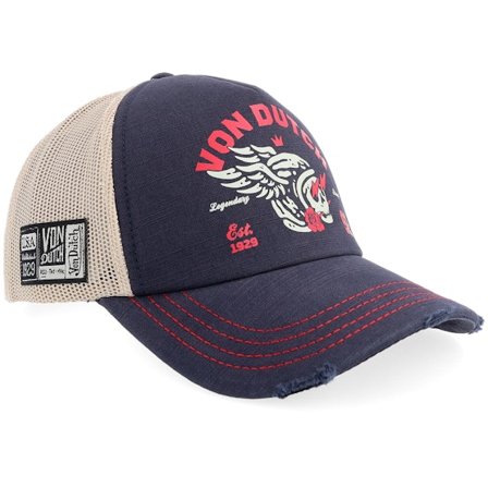 Von Dutch - Legendary Brand White/Blue A-frame Trucker Trucker Blue Cap - @ Hatstore