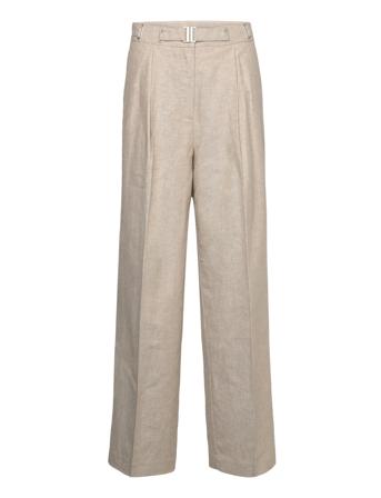Belted Pants Trousers Linen Trousers Beige REMAIN Birger Christensen*Betinget Tilbud
