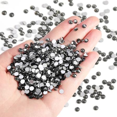14400 st Svarta Diamantgrå Platta Rhinestones för Naglar, SS16, 3.8-4.0mm Black Diamond SS16/14400pcs