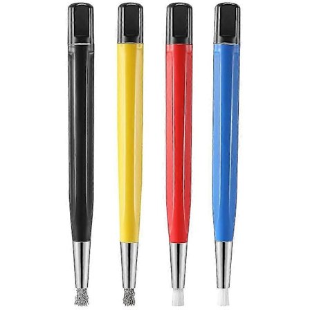 4-pack Rostborttagningsborste Penna Glasfiber / Mässing / Stål / Nylon Borste Penna Form Klockdelar Polering Rengöringsverktyg