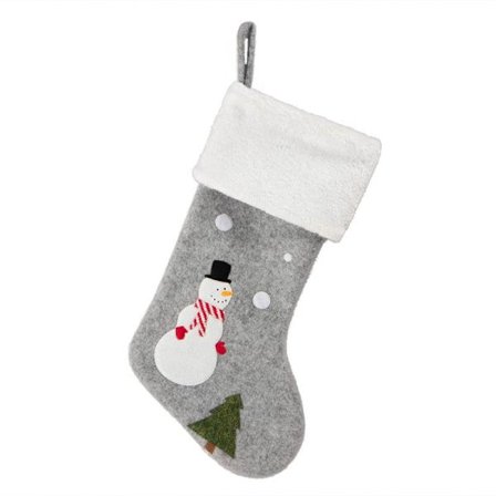 Julegavepose med snømann-sokker, juledekorasjoner, godteri