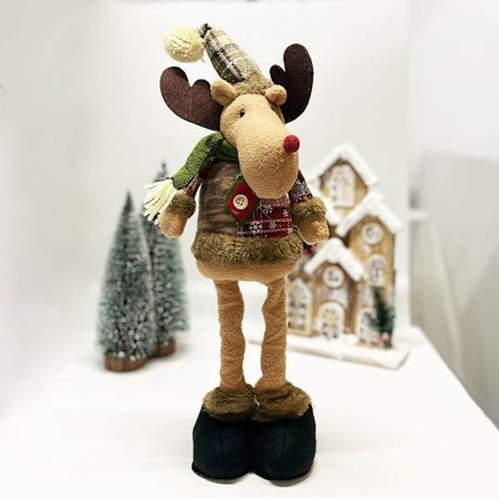 Jul teleskopisk dekorativ docka, fönsterdekoration, festliga atmosfärs ornament, teleskopisk docka älgtstil,001