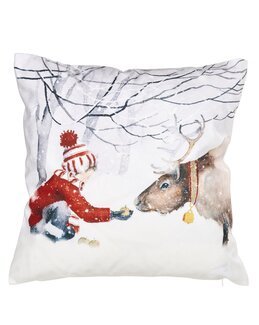Kuddfodral sammet med julmotiv barn & ren 1-pack - Jul - Linea