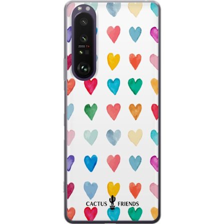 Yhteensopiva Puhelinkuori Sony Sony Xperia 1 III Cactus and Friends - Watercolor Love Grid
