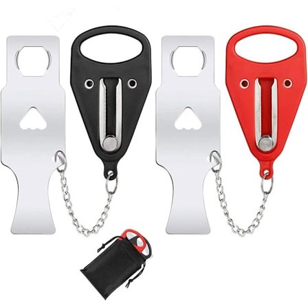 2 st Bärbara Dörrlås - Säkerhet - Dörrstopp - Reselås - Självförsvar - Bärbart Reselås - Stöldskydd - Stållås Anti...
