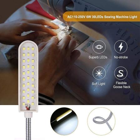 Led-ompelukonelamppu 6w kiinteä pohjalamppu, joustava putki hanhenkaulan muotoilu kotitaloustöihin (1ps) Betterlifefg