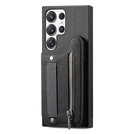 Samsung S23 Ultra Wallet Telefoncover, Kort Holder Beskyttende Cover, Sort