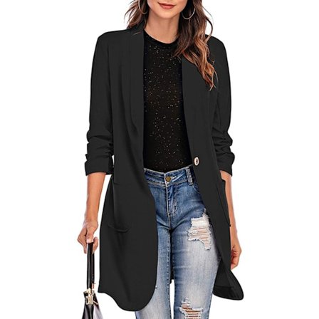 Knappad mellanlängd Pocket Kacket Workplace Suit för kvinnor W