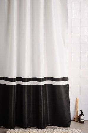 Jotex - Dusjforheng 180x200 Cm Hvit/sort - ESRA - Kjøp Dusjforheng hos Jotex