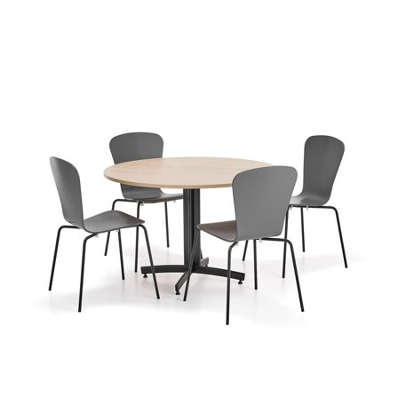 Furniture set SANNA + MILLA, 1 table and 4 chairs, black/anthracite