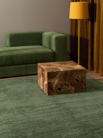 Liten Handloom Fringes Matta - Skogsgrön 80X120 Ull, I Modern Stil