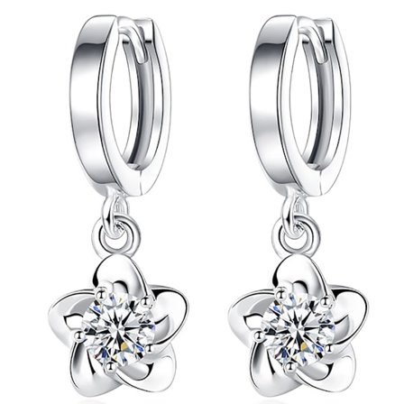 Hoop-øredobber, sterling sølv øredobber med stift, allergivennlige små hoop-øredobber med blomster for kvinner