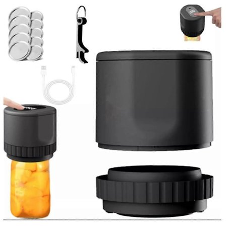 Mason Genie Vakuumforsegler, Bred Munn og Vanlig Munn Hermetiseringslokk Maskinsett