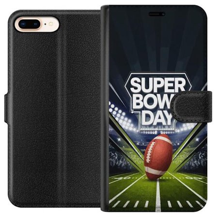 Yhteensopiva Lompakkokotelo Apple iPhone 7 Plus Super Bowl Day juliste, jossa amerikkalainen jalkapallo valaistuksella varustetulla areenalla dramaatt
